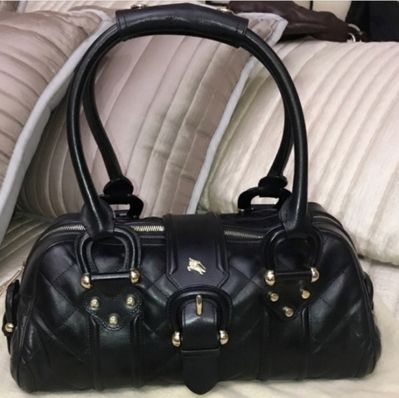 SOLD Burberry Black Leather Handbag - Authentic - Picture 2 of 8